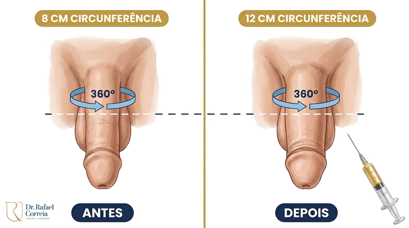 Resultado de preenchimento peniano com 10 ml de ácido hialurônico