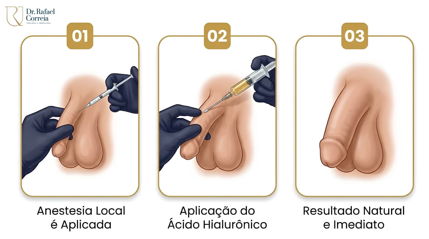 Procedimento de preenchimento peniano com ácido hialurônico conduzido pelo Dr. Rafael Correia