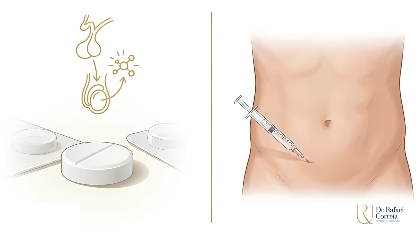 Estimuladores da produção de testosterona, clomifeno e hCG