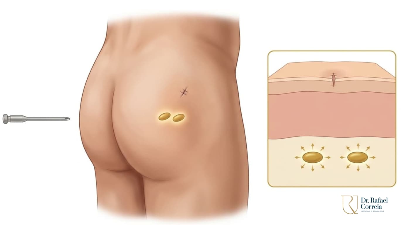 Implantes subcutâneos de testosterona, pellets