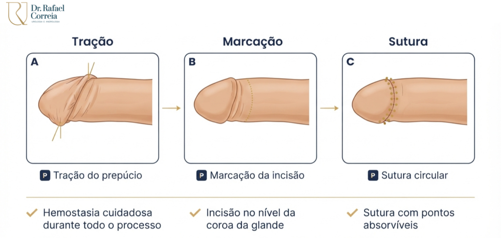 Paciente em consulta para tratamento cirúrgico da fimose.