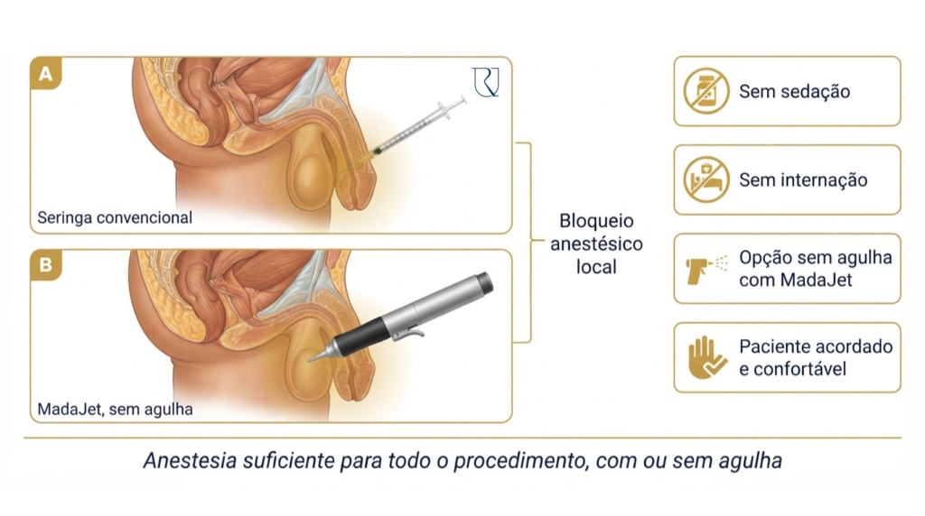 Paciente recebendo orientações sobre recuperação após cirurgia de vasectomia.